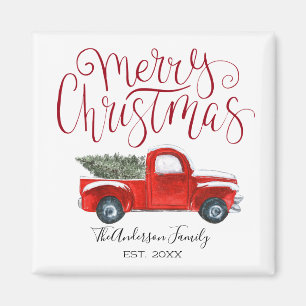 Vintage roter LKW Weihnachtsmagnet Magnet