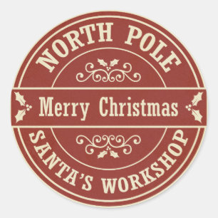 Vintage roter Merry Christmas North Pole Aufkleber