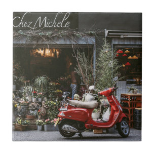 Vintage roter Motorroller Fliese