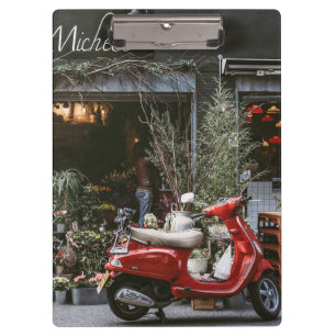 Vintage roter Motorroller Klemmbrett