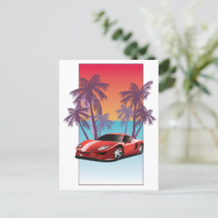 Vintage roter Sportwagen Feiertagspostkarte