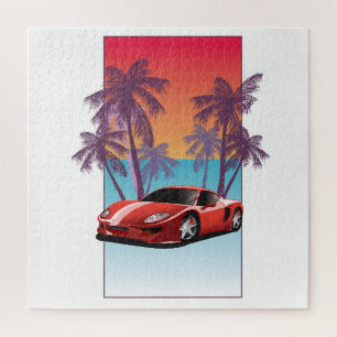 Vintage roter Sportwagen Puzzle