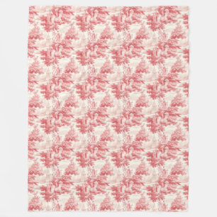 Vintage roter Toile de Jouy Fleecedecke