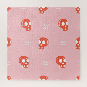 Vintage roter Totenkopf-Muster Puzzle