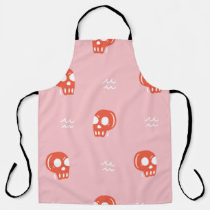 Vintage roter Totenkopf-Muster Schürze