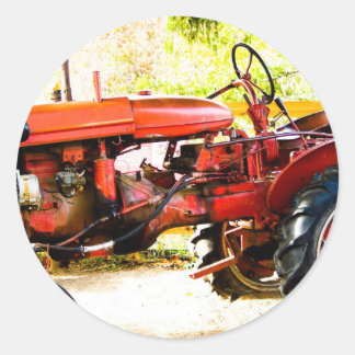 Vintage roter Traktor Runder Aufkleber