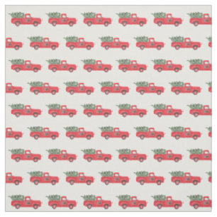 Vintage roter Truck mit festlichem Muster Stoff