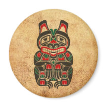 Vintage roter und grüner Haida-Geistbär