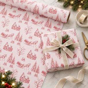Vintage roter Weihnachts-Toile-Schlitten Geschenkpapier