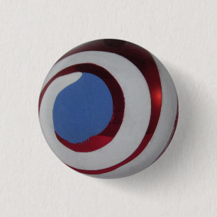 Vintage roter weißer blauer Glas-Weihnachtsball-Sw Button