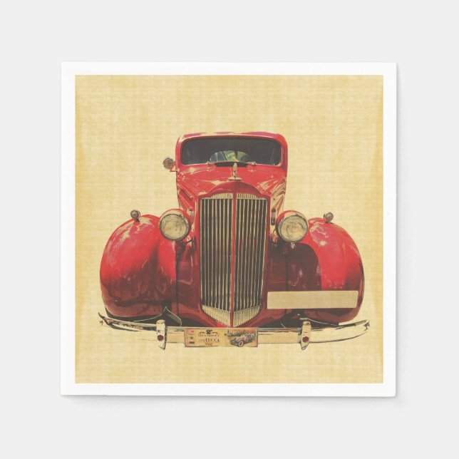 Vintage rotes Auto Decoupage  Serviette (Vorderseite)