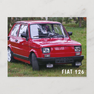 Vintage rotes Auto   Fiat 126 Postkarte
