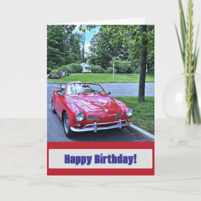 Vintage rotes Auto Geburtstag Karte (Vorderseite)