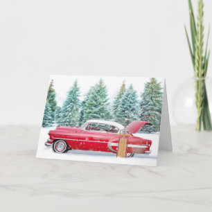 Vintage rotes Auto Weihnachten Karte