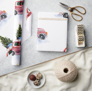 Vintage rotes Auto Weihnachtsgeschenkpapier Geschenkpapier