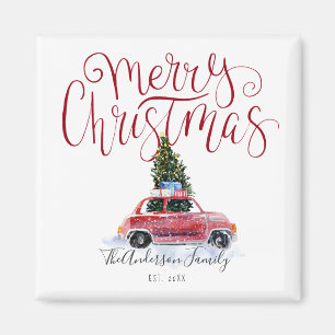Vintage rotes Auto Weihnachtsmagnet Magnet