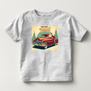 Vintage rotes Auto & Weihnachtsmann Kleinkind T-shirt