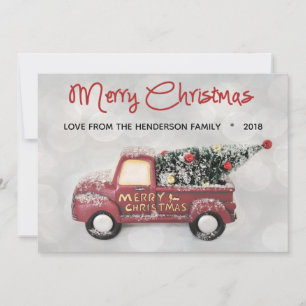Vintage rotes Chevy Frohe Weihnachten 50er Jahre