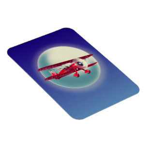 Vintage rotes Doppeldeckerflugzeug Magnet