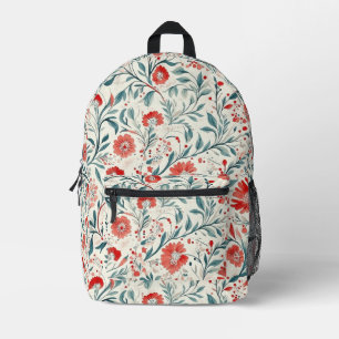 Vintage rotes Gänseblümchen-Blumenmuster - Botanis Bedruckter Rucksack