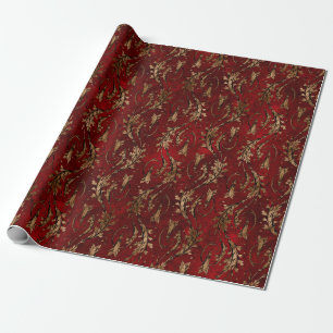 Vintage rotes Gold Art Deco Grafik Geschenkpapier