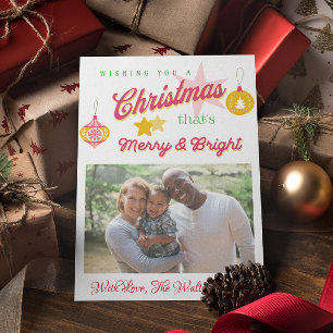 Vintage rotes, grünes und goldenes Weihnachtsfamil Postkarte