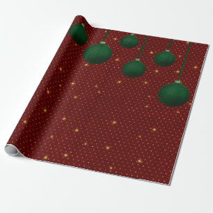 Vintage rotes, grünes und goldenes Weihnachtspapie Geschenkpapier