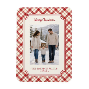 Vintage rotes Karo-Weihnachten Magnet