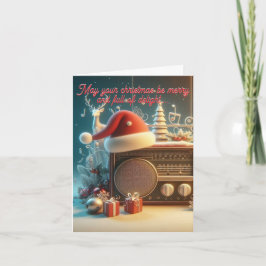 vintage rotes Radio2 Flaches Weihnachtskarte Feiertagskarte