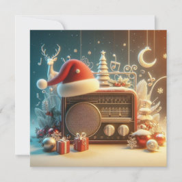 vintage rotes Radio Flaches Weihnachtskarte Feiertagskarte