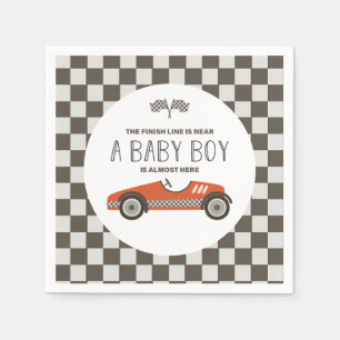Vintage rotes Rennwagen-Baby-Shower Serviette
