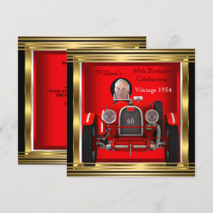 Vintage rotes Rennwagen Männer 60. Geburtstag Foto Einladung