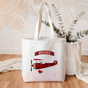 Vintage rotes Retro-Flugzeug Kinder Tragetasche