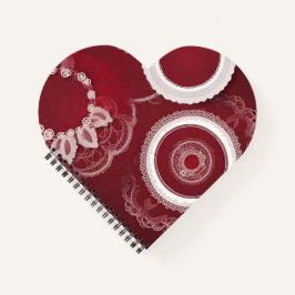 Vintage rotes Spitzenherz AI-Kunst Spiralblock Notizbuch