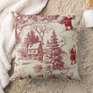 Vintage rotes Toile-de-Jouy-Christmasdorf - Santa Kissen