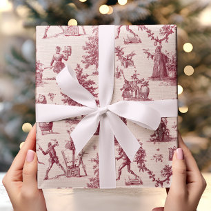 Vintage rotes Toile Klassisches Französisch Geschenkpapier