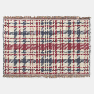 Vintage rotes und beiges Karomuster Decke