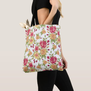 Vintage rotes und gelbes Rosen- und Rosenknospenmu