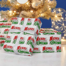 Vintage rotes und grünes Frohe Weihnachten Gesche