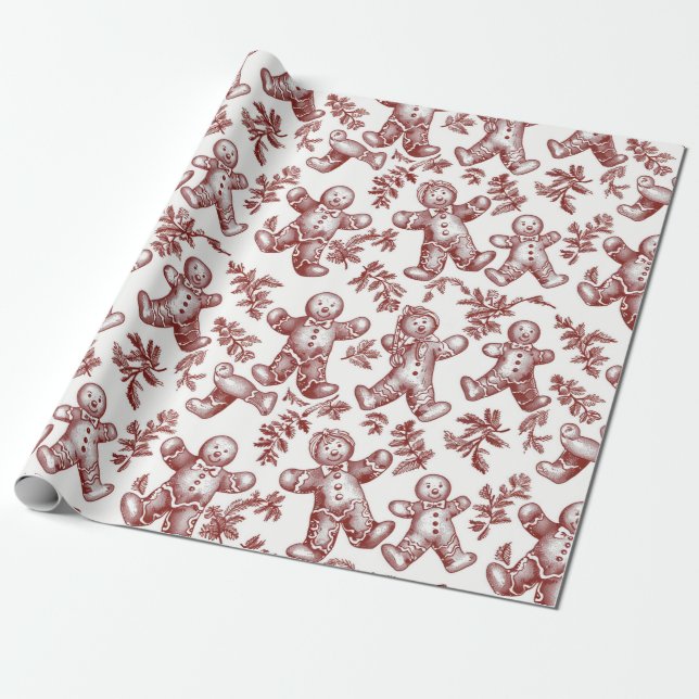 Vintage rotes Weihnachten Geschenkpapier (Ungerollt)