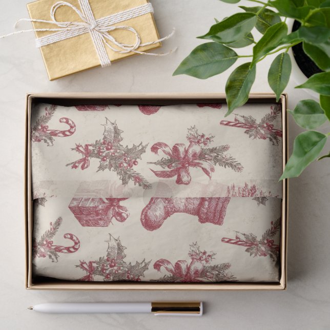 Vintage rotes Weihnachten  Seidenpapier (Geschenk)