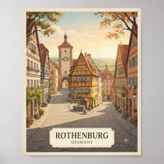 Vintage Rothenburg Deutschland Reiseplakat Poster