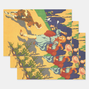 Vintage Rotkäppchen, Hund und Ballons Geschenkpapier Set