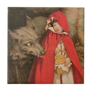 Vintage Rotkäppchen und der böse Wolf Fliese