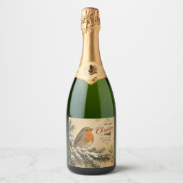 vintage Rotkehlchen Weihnachten Champagnerflaschen