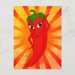 Vintage-Rotpepper-Superstar Postkarte