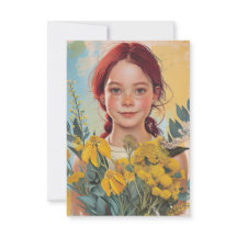 Vintage Rotschopf Australisches Mädchen Mit Blumen