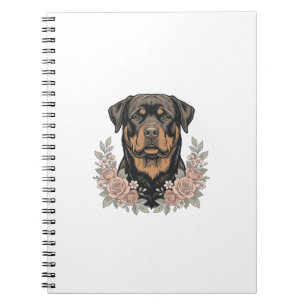 Vintage-Rottweiler-Blumen-Portrait-Shirt-Design_1 Notizblock