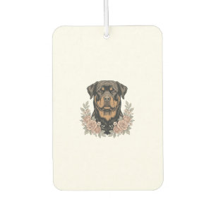 Vintage-Rottweiler-Blumenportrait-Shirt-Design_1 Autolufterfrischer
