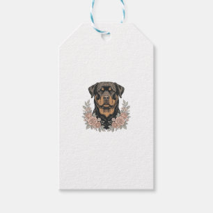 Vintage-Rottweiler-Blumenportrait-Shirt-Design_1 Geschenkanhänger
